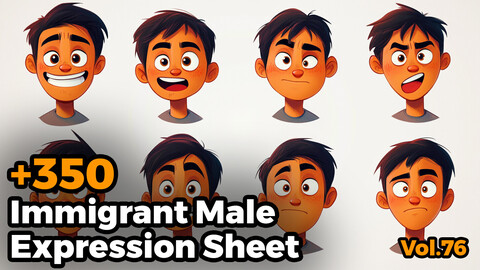 +350 Immigrant Male Expression Sheet(4k)