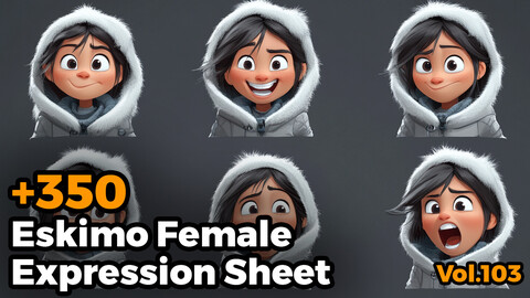 +350 Eskimo Female Expression Sheet(4k)