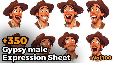 +350 Gypsy male Expression Sheet(4k)