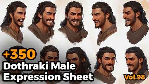 +350 Dothraki Male Expression Sheet(4k)