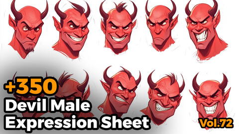 +350 Devil Male Expression Sheet(4k)