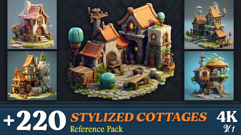 +220 / Stylized Cottage Reference Pack / Vol.1 / 4K