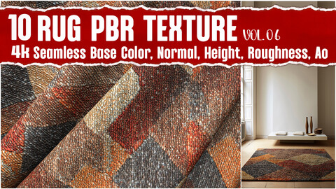 Modern Rug VOL.06|4K Seamless PNG PBR Textures