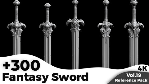 +300 Fantasy Sword Reference Images(4k)