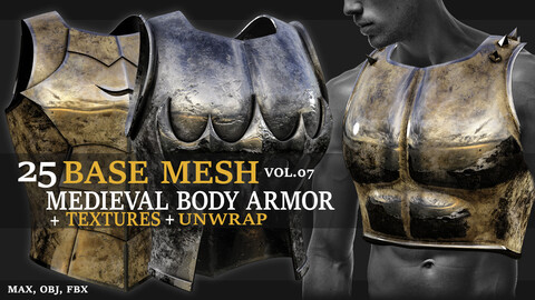 25 Medieval BODY ARMOR Base Mesh Collection - VOL 07