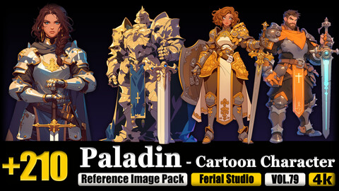 210 Paladin - Cartoon Character Reference Image Pack v.79 |4K|