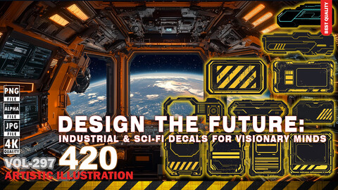 INDUSTRIAL & SCI-FI DECALS AND STICKERS FOR VISIONARY MINDS - 420 ARTISTIC ILLUSTRATIONS - HIGH END QUALITY - (JPEG & TRANSPARENT PNG & ALPHA) - VOL 297+