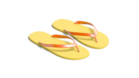 Yellow Beach Slippers - pair of flip-flop rubber sandals