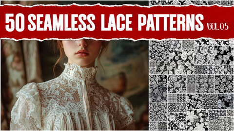 Seamless Lace Pattern VOL.05|4K PNG Black & White Patterns