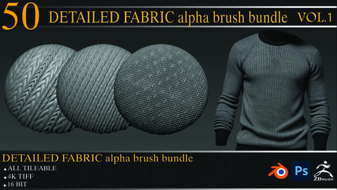 DETAILED FABRIC alpha brush bundle (tilable 4k tiff16bit)