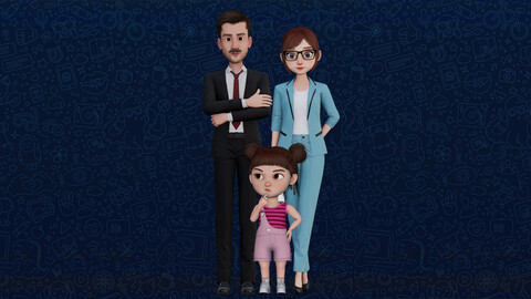 Cartoon Family Rigged