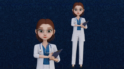 CARTOON WOMAN - Doctor Rigged