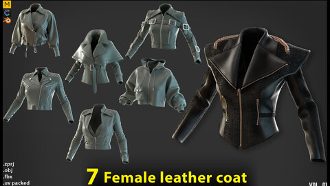 7 female leather coat (OBJ-FBX-ZPRJ)