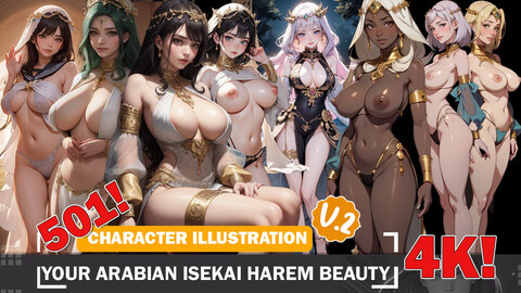 501 Anime Arabian Isekai Harem Beauties Diverse Outfits Intricate Designs and Reference Art V2 4K