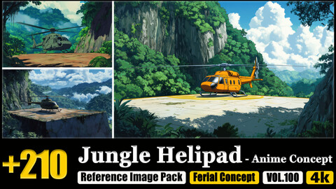 210 Jungle Helipad - Anime Concept Reference Image Pack v.100 |4K|