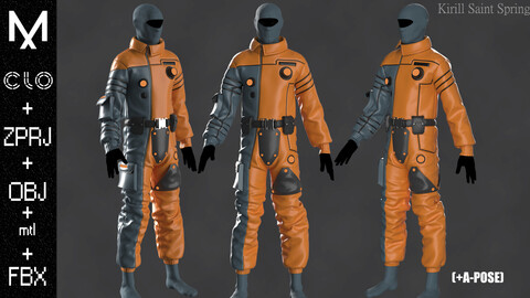 CyberPunk Outfit Male Marvelous designer/Clo3d OBJ mtl FBX ZPRJ + A-POSE