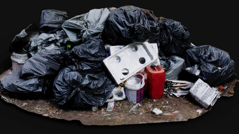 trash pile plastic bags city dump photogrammetry