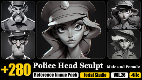 280 Police Head Sculpt - Male and Female Reference Image Pack v.26 |4K|