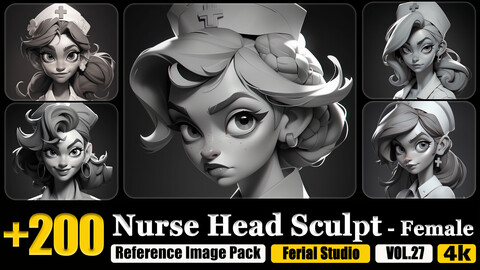 200 Nurse Head Sculpt - Female Reference Image Pack v.27 |4K|