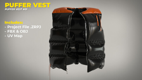 Modern Puffer Vest - Puffer Vest #01 (ZRPJ + OBJ + FBX)