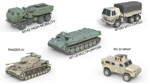 5 Military Vehicles Collection V22 3D Model