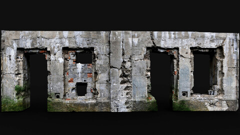 ww2 destroyed bunker wall concrete photogrammetry