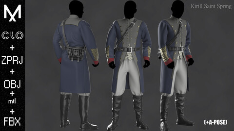 Royal Outfit Male Marvelous designer/Clo3d OBJ mtl FBX ZPRJ +A-POSE