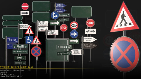 Street And Road Sign-Set 02/LowPoly/GameReady