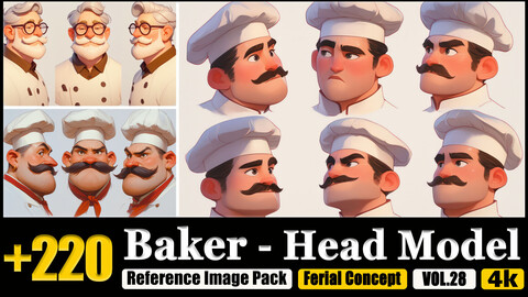 220 Baker - Head Model Reference Image Pack v.28 |4K|