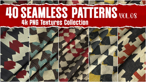 40 Seamless Patterns VOL.08| 4K PNG Textures collection