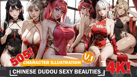 505 Anime Chinese Dudou Sexy Beauties Diverse Outfit Character Design Reference Art V1 4K