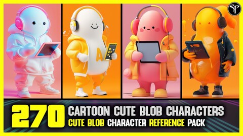 270 Cartoon Cute Blob Characters | 4K Reference Image Pack