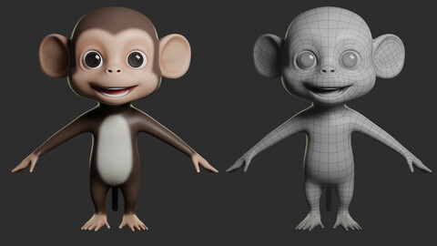 Toony Monkey- Topology + UV map