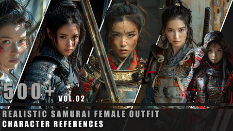 500+ Realistic Samurai Female Outfit - Character References Vol.02