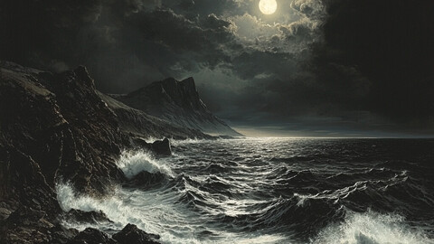 Moonlit Tempest: A Dance of Waves and Shadows 8