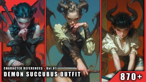 870+ Demon Succubus Outfit - Character References Vol.01