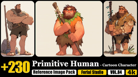 230 Primitive Human - Cartoon Character Reference Image Pack v.84 |4K|