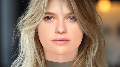 Alice Eve Head - No Hair - Low poly head for game