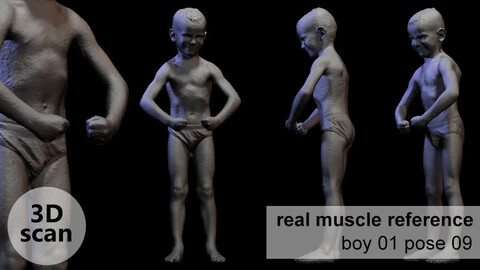 3D scan real muscle anatomy Boy 01 pose 09