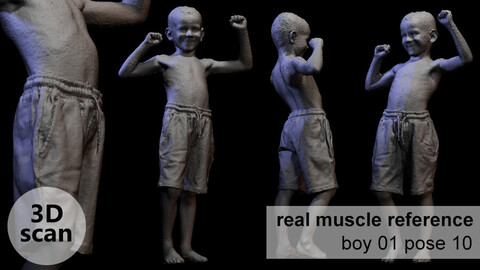 3D scan real muscle anatomy Boy 01 pose 10