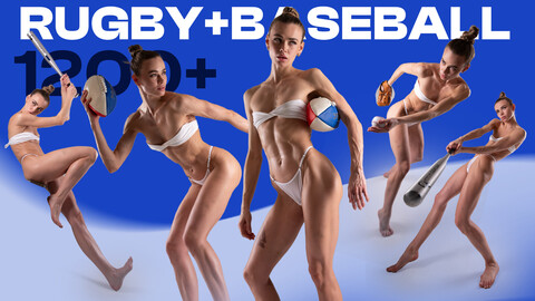 Ultimate Female Sports Poses: Rugby & Baseball | 1230+ Artist Reference Photo Pack