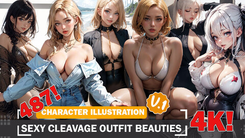 487 Sexy Cleavage Outfit Beauties Diverse Outfit Character Design Reference Art V1 4K