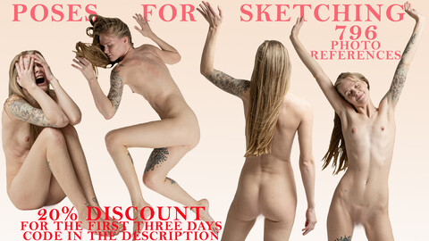 Poses for sketching 796 photo references 20% discount