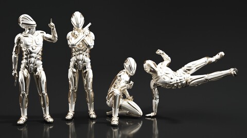 silver robots