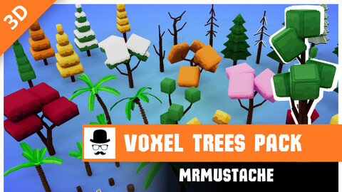 Voxel Stylized Tree Pack - 3D Low Poly Nature Game Assets