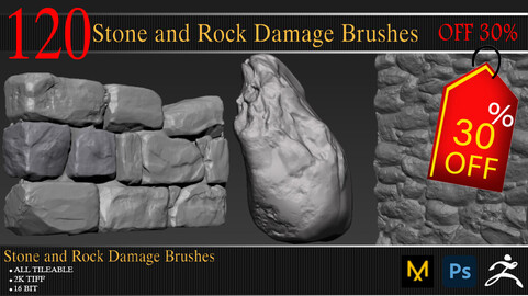 120 Stone and Rock Damage Brushes