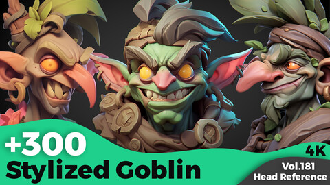 +300 Stylized Goblin Head sculpts (4k)