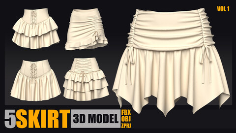 5 Skirt 3d Model (Vol 01)