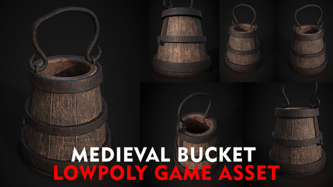 MEDIEVAL BUCKET LOWPOLY GAME ASSET