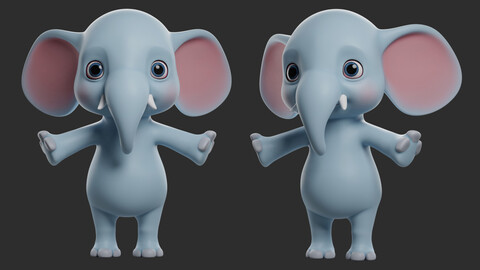 Toony Elephant - Topology + UV map